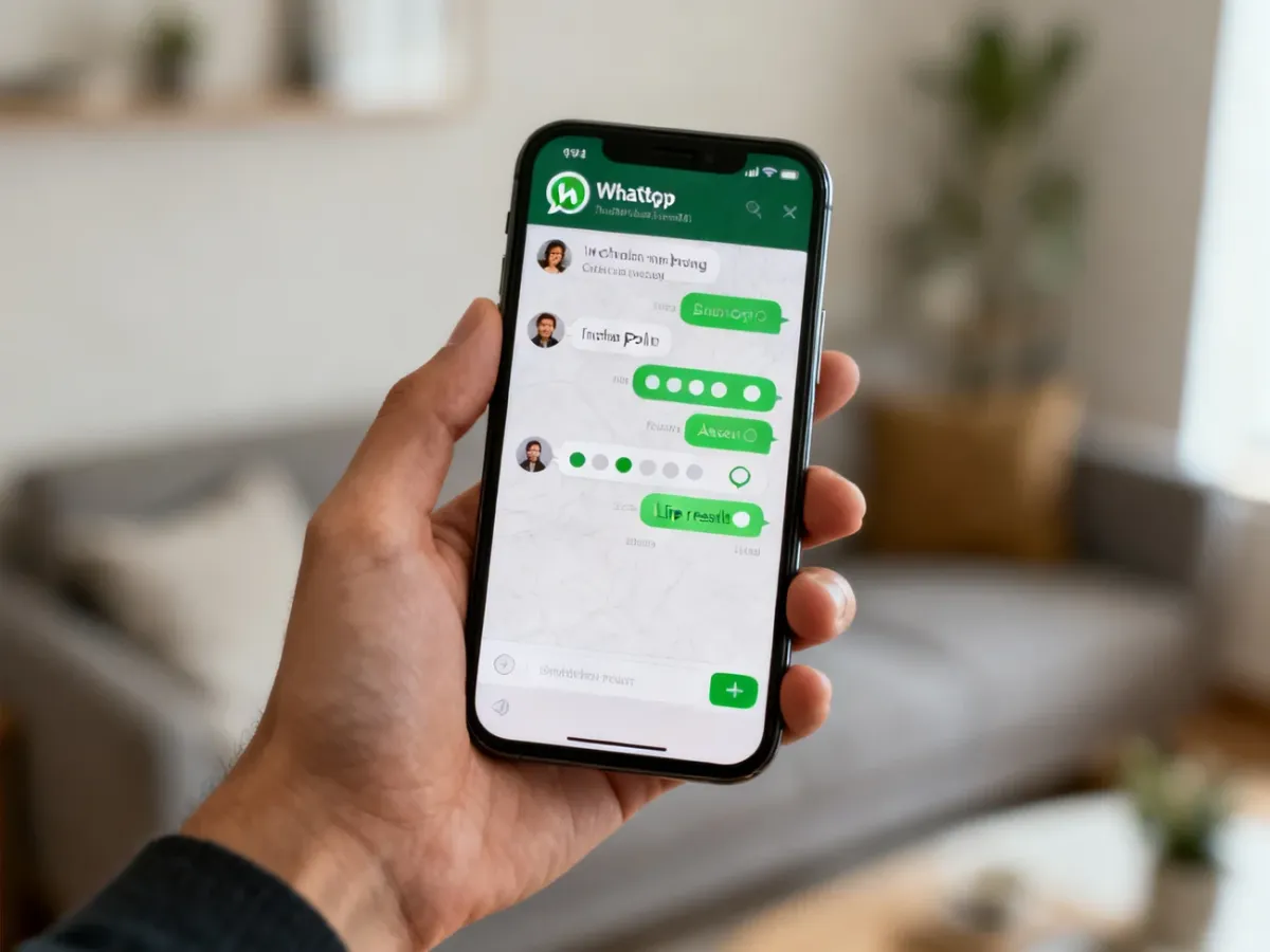Smartfon z ankietą i wynikami głosowania w czacie grupowym