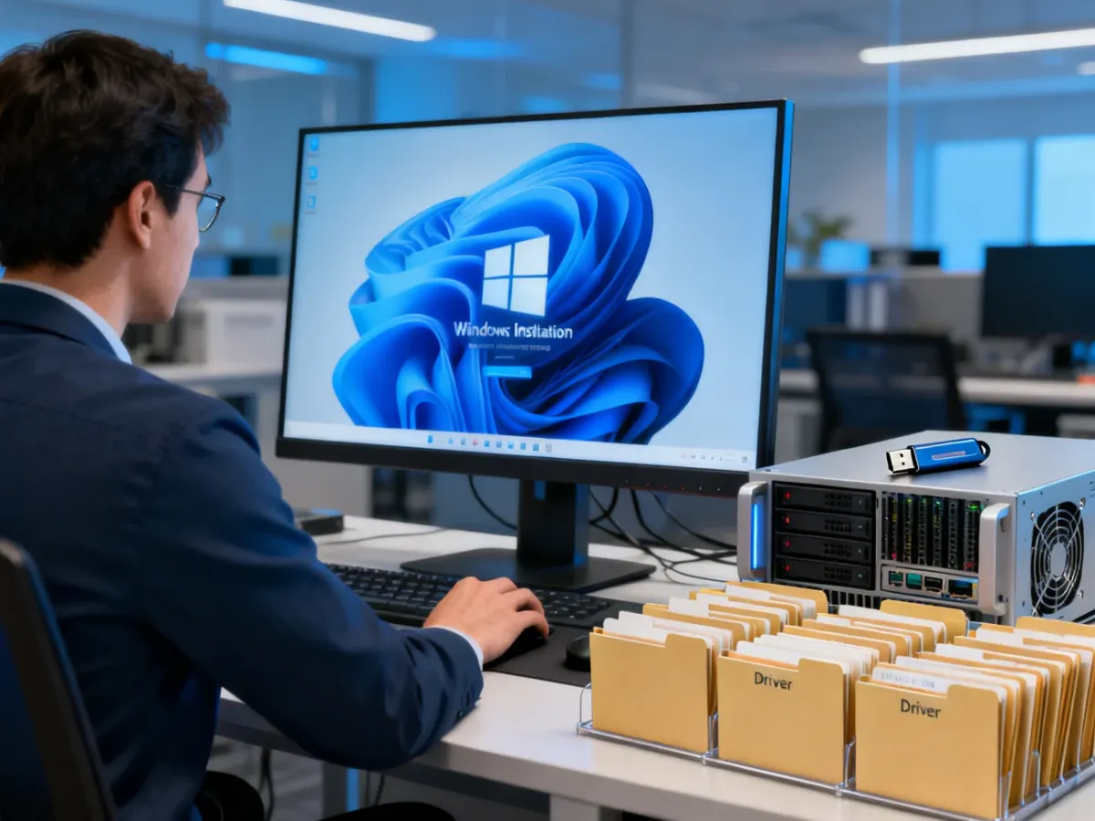 Administrator preparing an installation image with integrated drivers