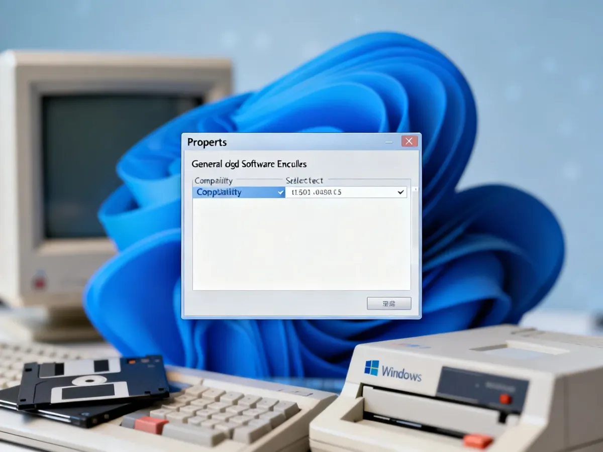 Okno właściwości starego programu z ustawieniami trybu zgodności w Windows 11